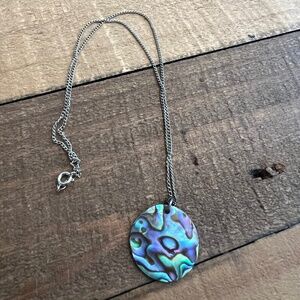 Silver with abalone disc necklace